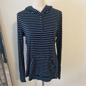 prAna Navy Striped Hooded Top Long Sleeve Large Women’s thumb holes
